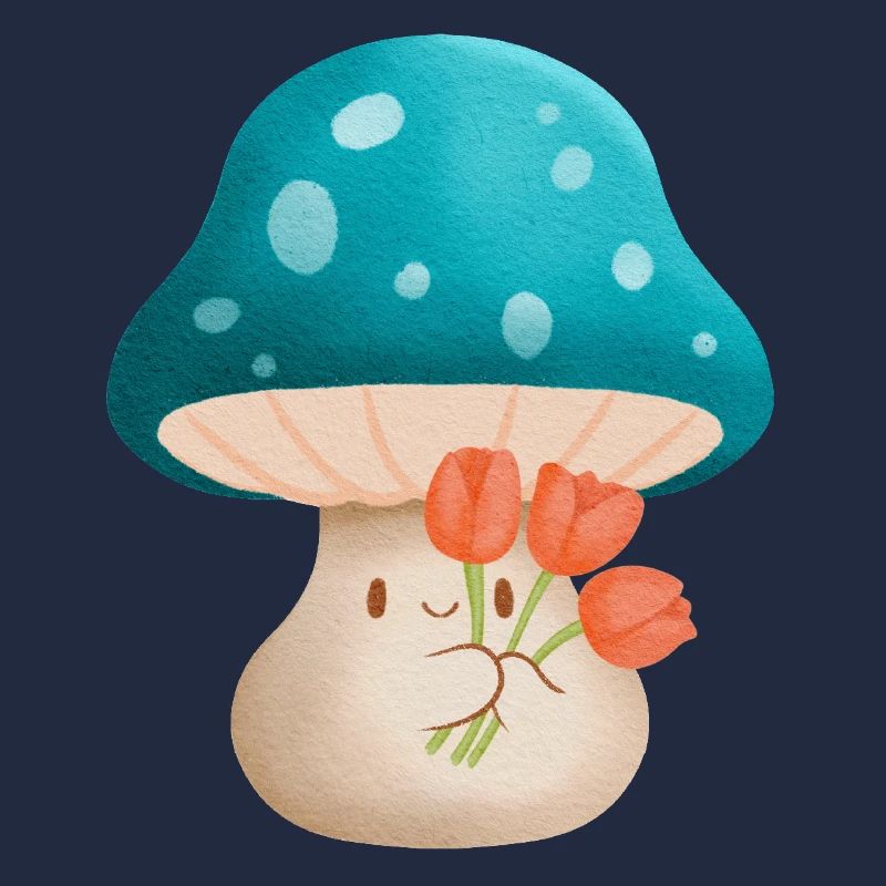 Mignon Murshoom tenant des fleurs