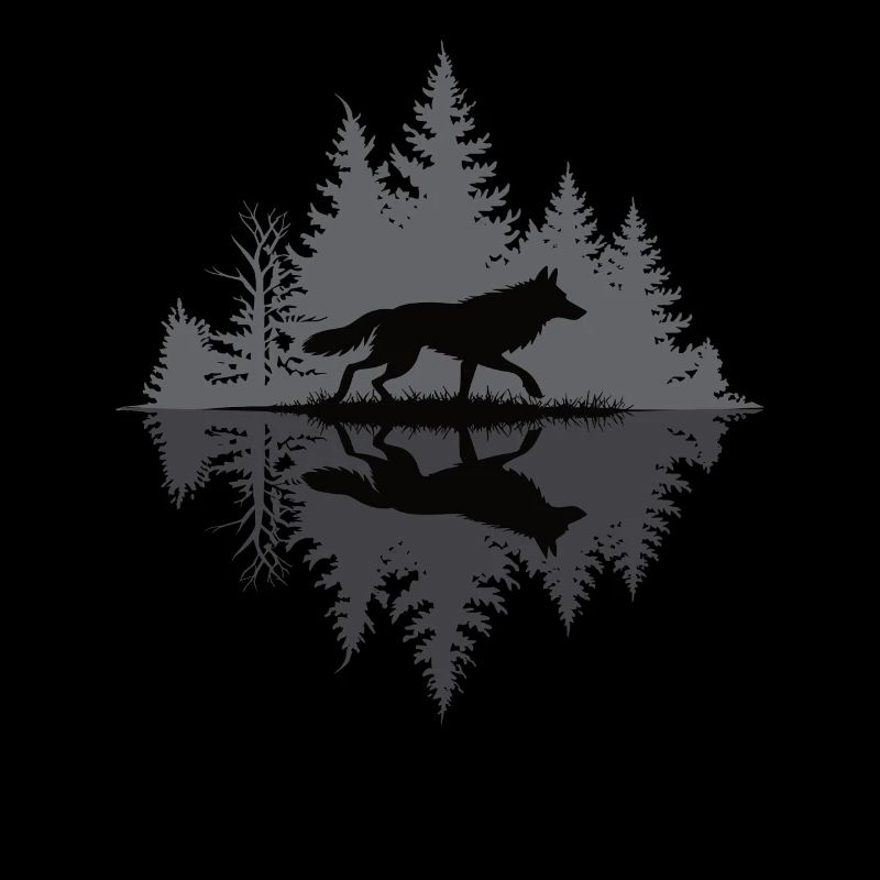 Loup dans la forêt sombre