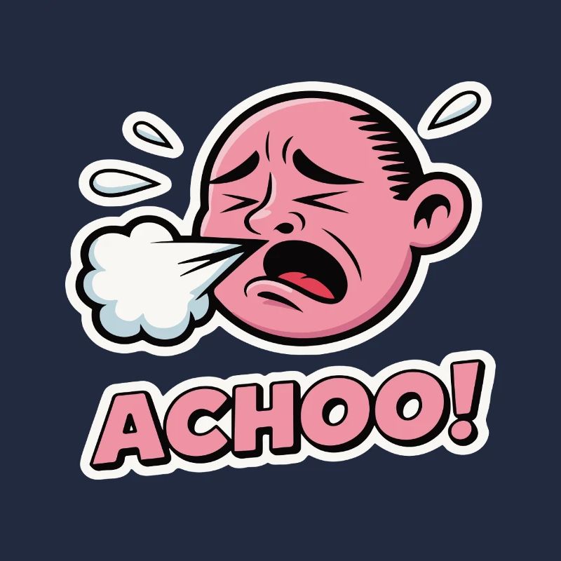 Vintage Comic Sneeze Expression Design