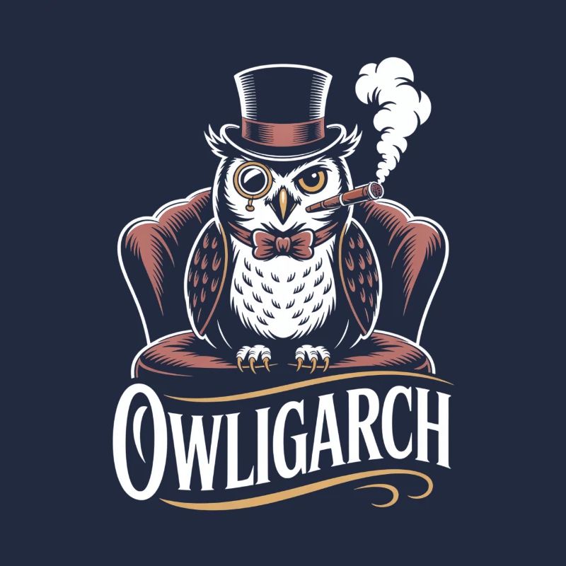 Hibou avec chapeau haut de forme et monocle