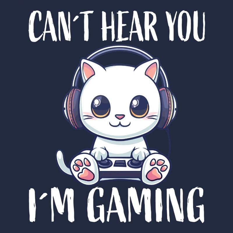 Gaming Katze mit Kopfhörern