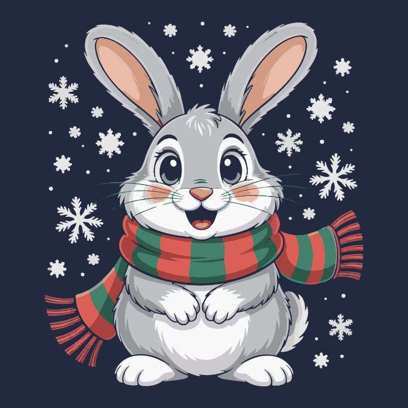Lapin d’hiver avec écharpe