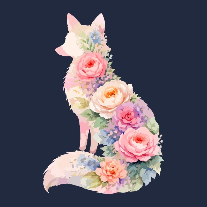 Silhouette florale pastel Fox