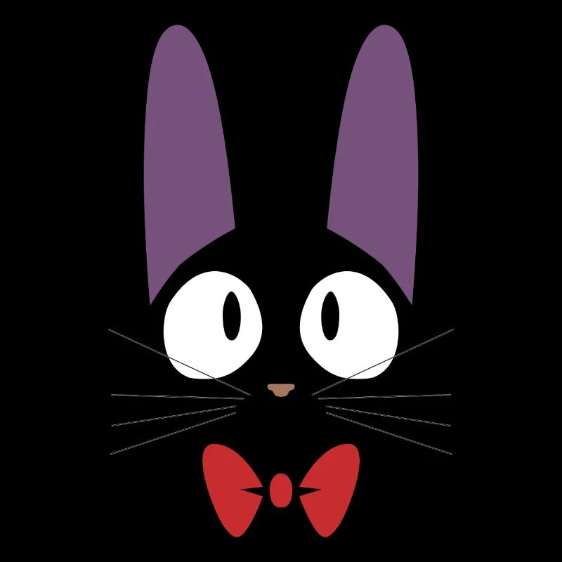 Cute black Jiji cat with red bow tie