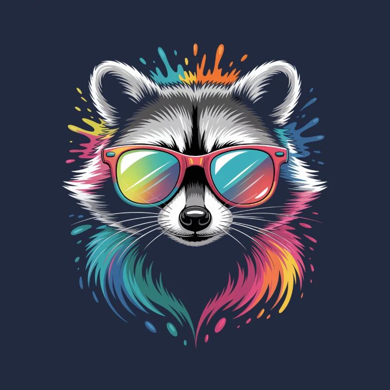 Bunter Waschbär Wasserfarben Spritzer Graffiti