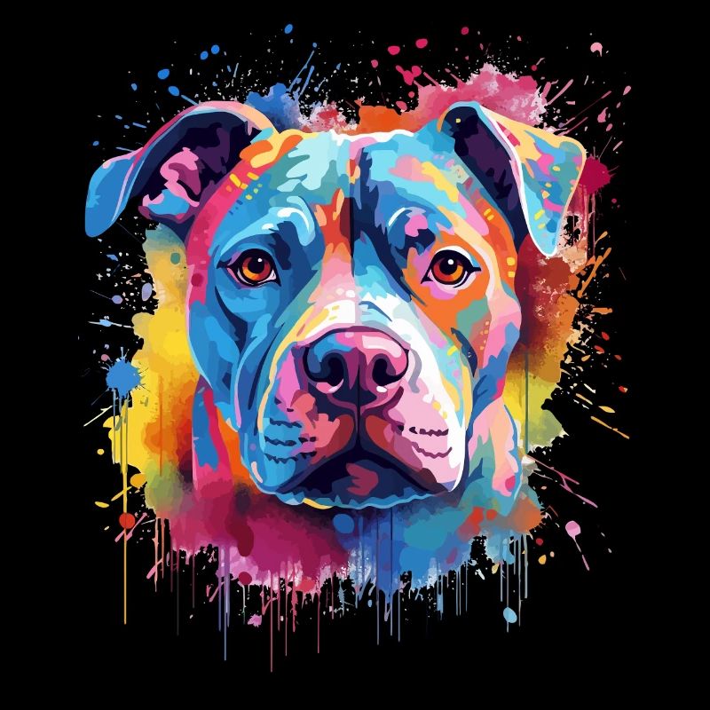 Chien coloré Pitbull Splash Art