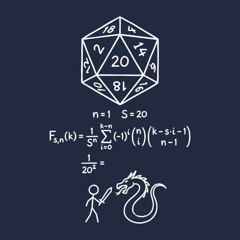T-shirt de probabilité de dés D20 RPG Geek de maths