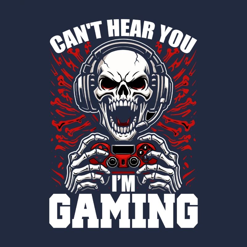 Totenkopf mit Gaming Controller Gamer Zocken