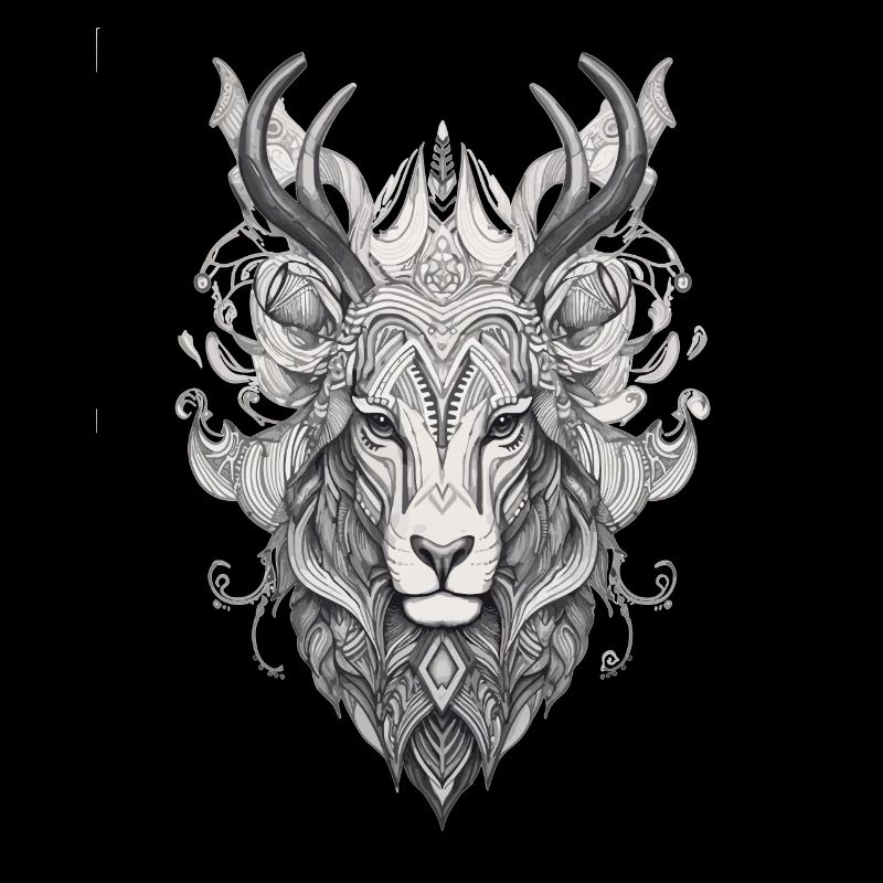 Wild Abstract Line Deer Animal Design