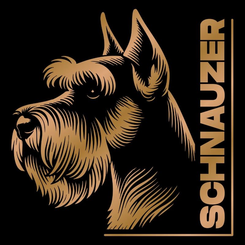 Schnauzer portrait drawing head gold