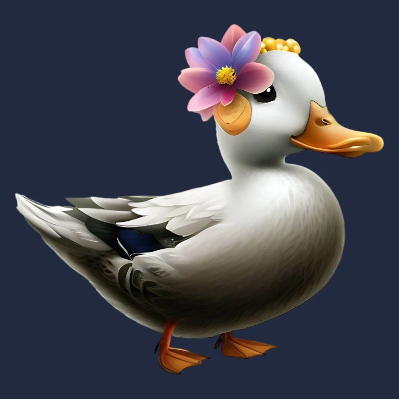 Duck with flower hat