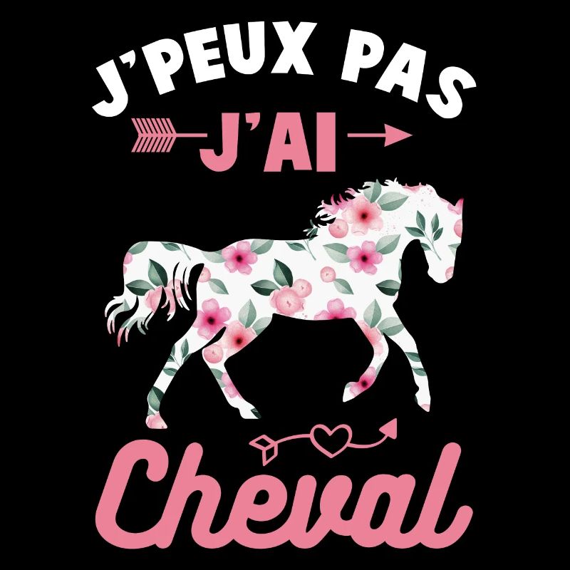 Je peux pas j'ai cheval silhouette cheval fleurs