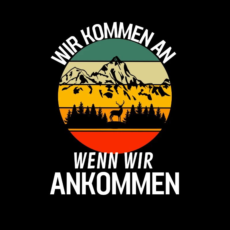 Retro Wald Hirsch Wandern Lustiges Camping