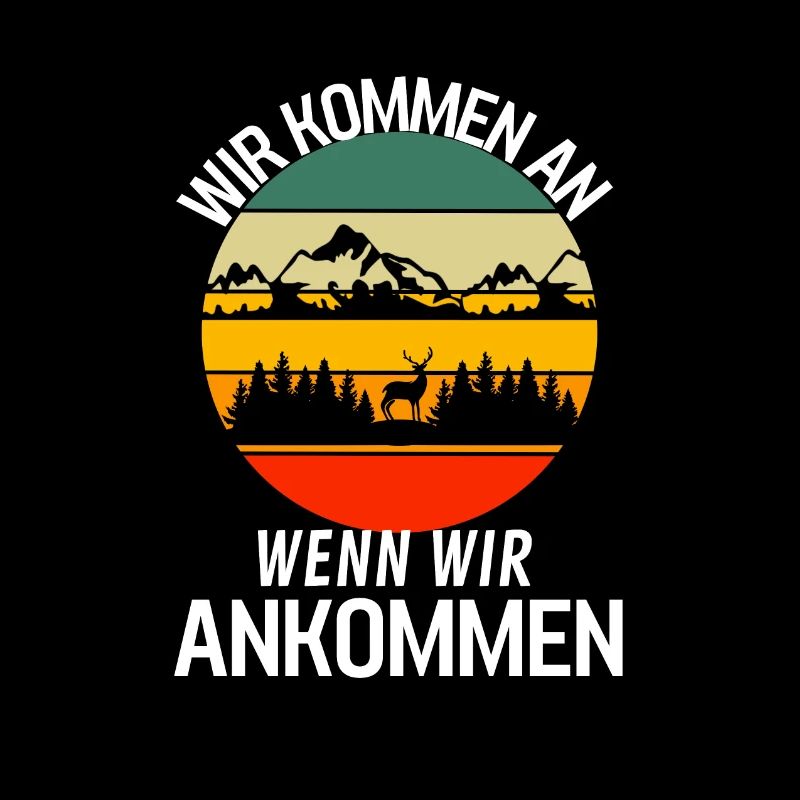 Retro Wald Tier Hirsch Gebirge Wandern Camping