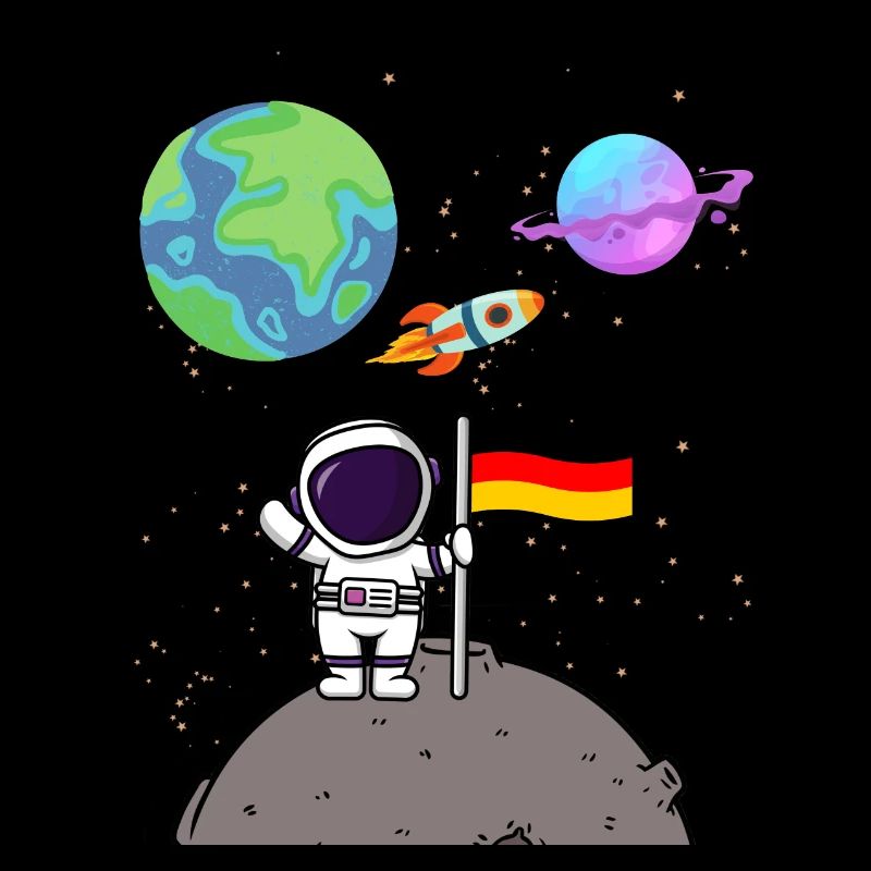 Moon Landing Planet Germany Flag Astronaut