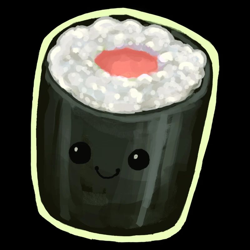 Maki Sushi Roll with kawaii face Illustration