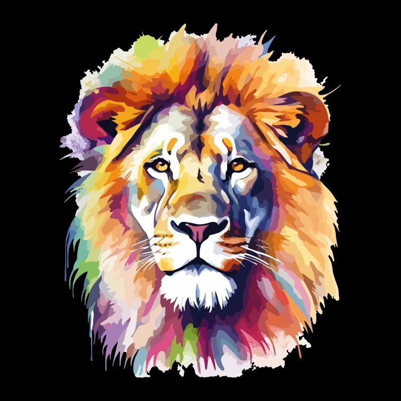 Lion Lion Head Predator Colorful Splash Art