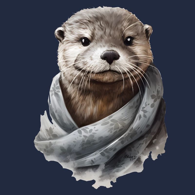 Loutre mignonne avec écharpe drôle d’animal