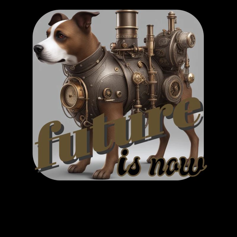Chien Steampunk L’avenir est maintenant Abstrait Machine Dog