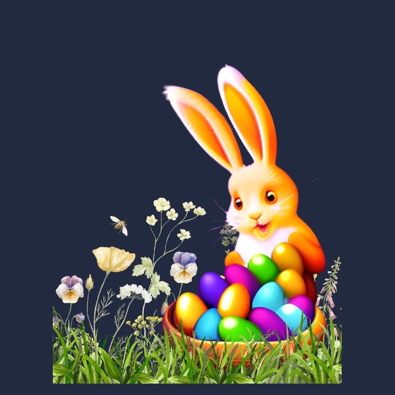 Easter bunny with colorful eggs
