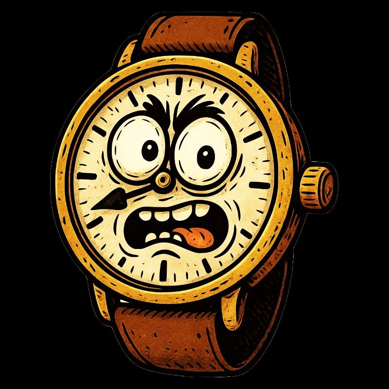 Eine Comic Armbanduhr die sauer schaut