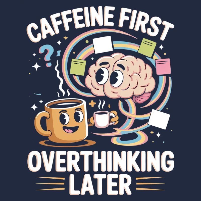 Caffeine and Overthinking Funny Coffee Quote
