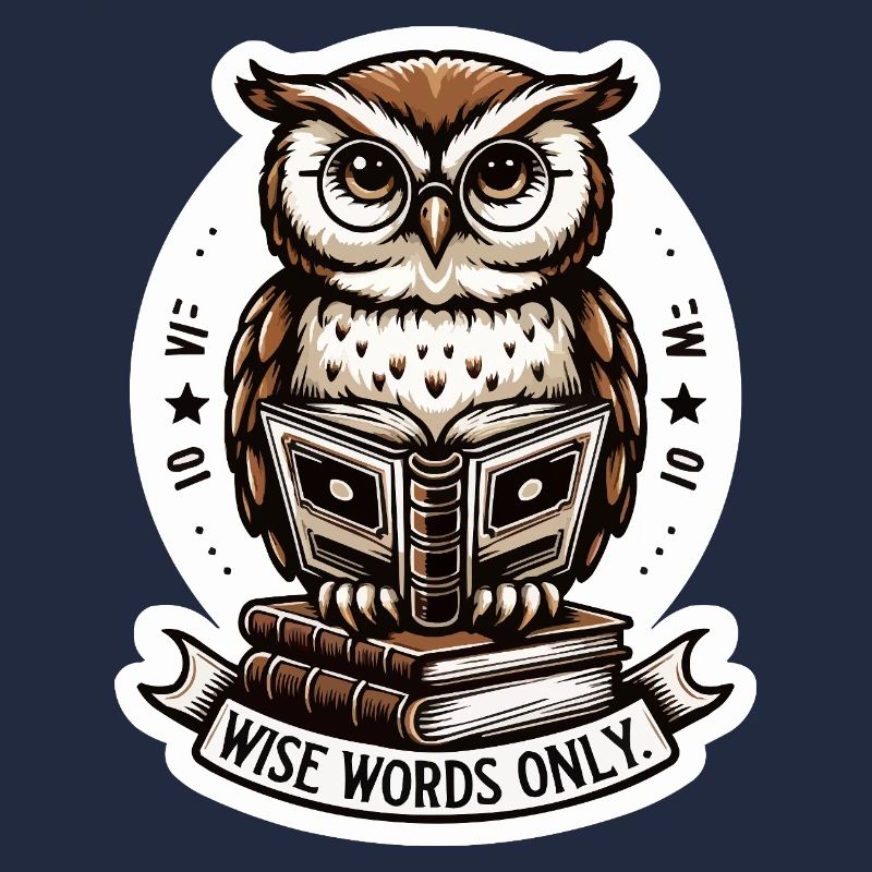 Weise Eule liest Buch