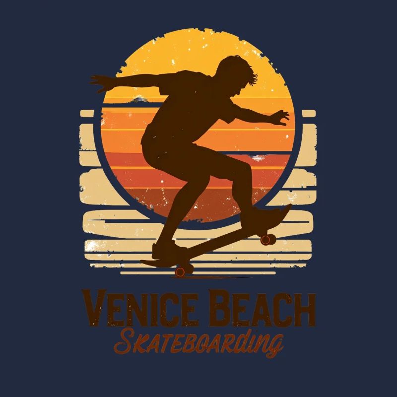 Coucher de soleil sur la planche à skateboard de Venice Beach