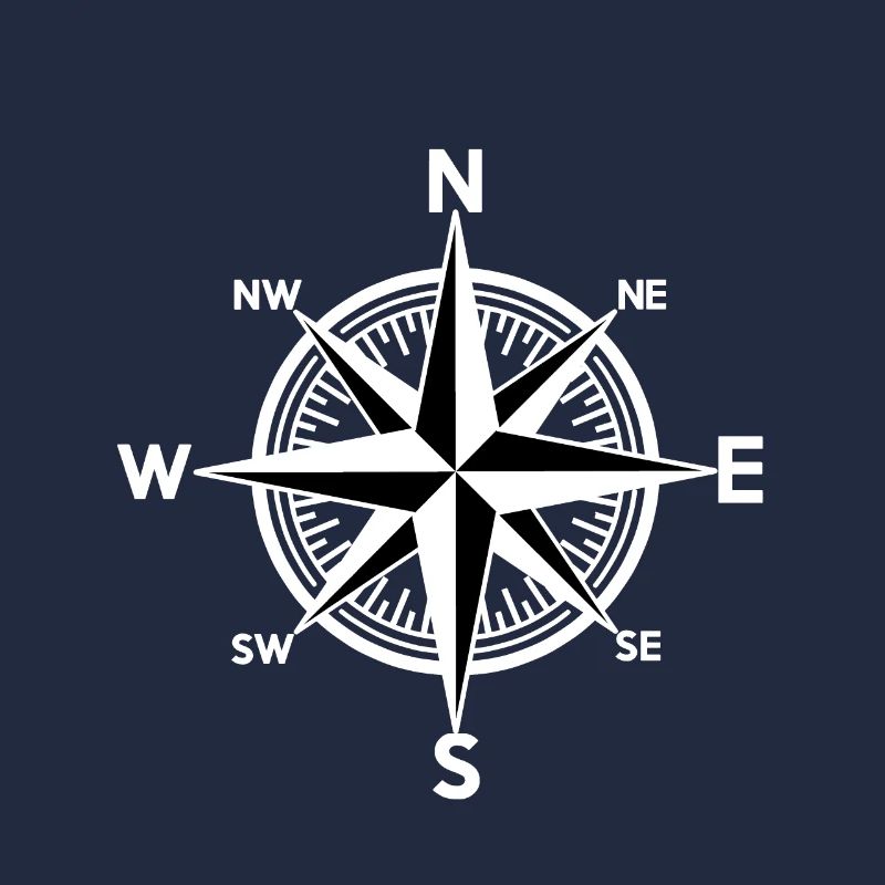 White Wind Rose Compass Nautical Direction