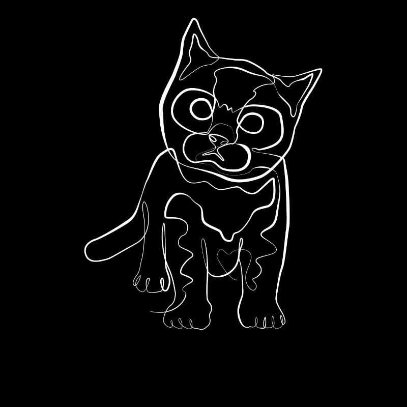 Bébé Chat animal motif - one line drawing