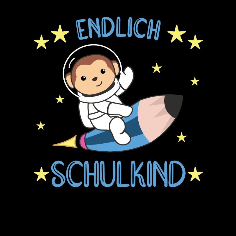 Endlich Schulkind Affe Schultüte Astronaut Rakete