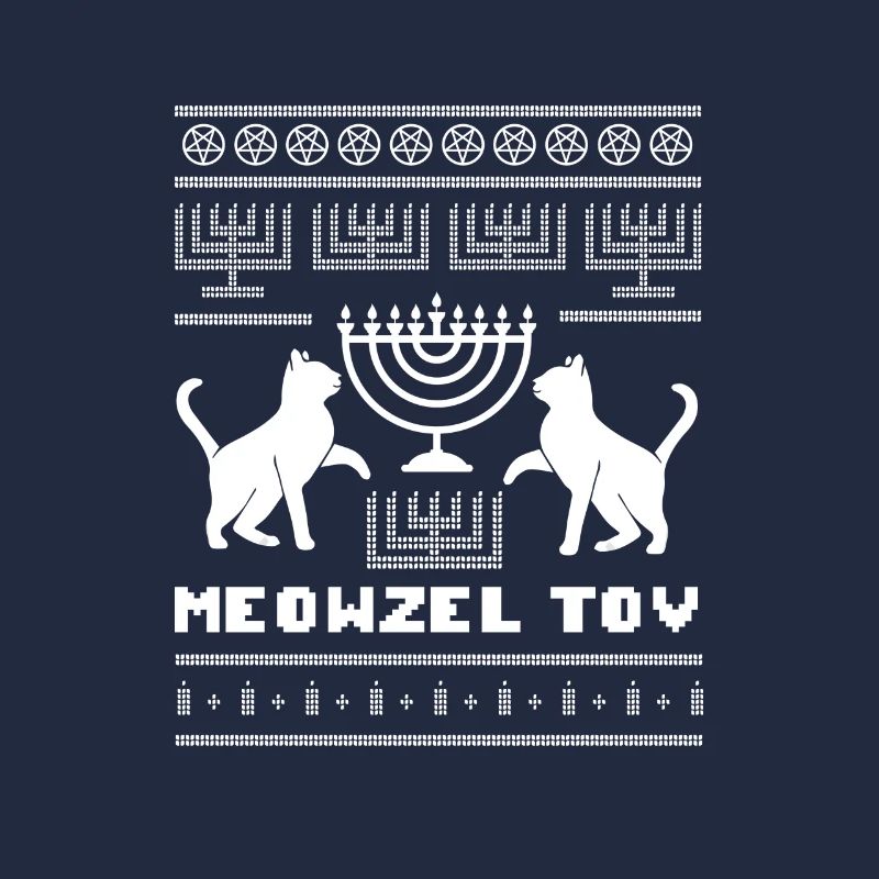 Meowzel Tov Ugly Hanukkah Pull Chats Chat juif