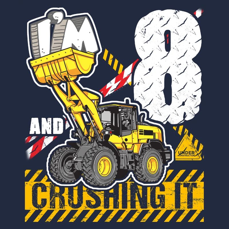 Ich bin 8 & Crushing It 8th Birthday Boys Excavator