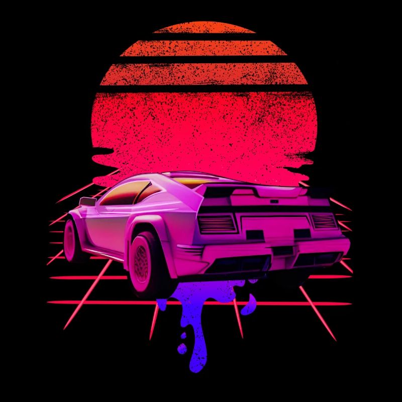 Retro Wave Supercar Sunset