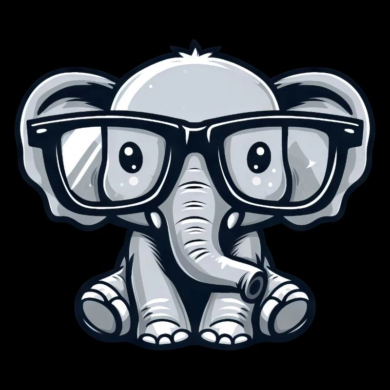 Nerdy elephant with glasses