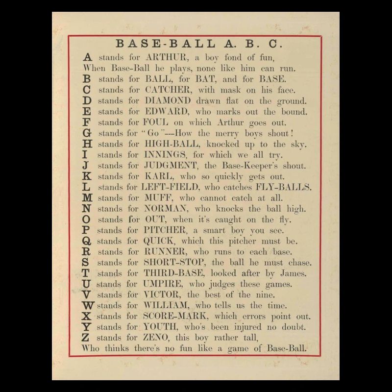 Baseball ABC 1885 Vintage Buch Illustration Nr.3