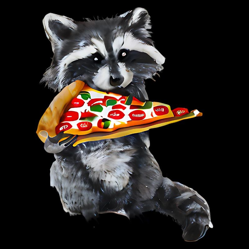 Pizza-liebender Waschbär
