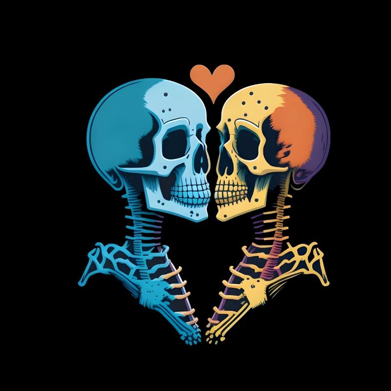Kissing romantic skeletons