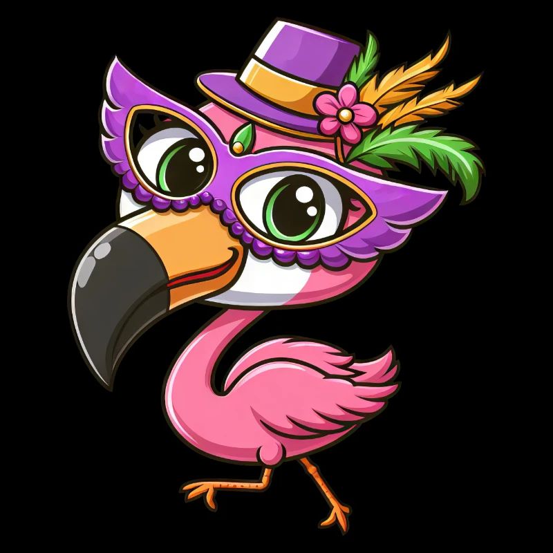 Mardi Gras Comic Flamingo
