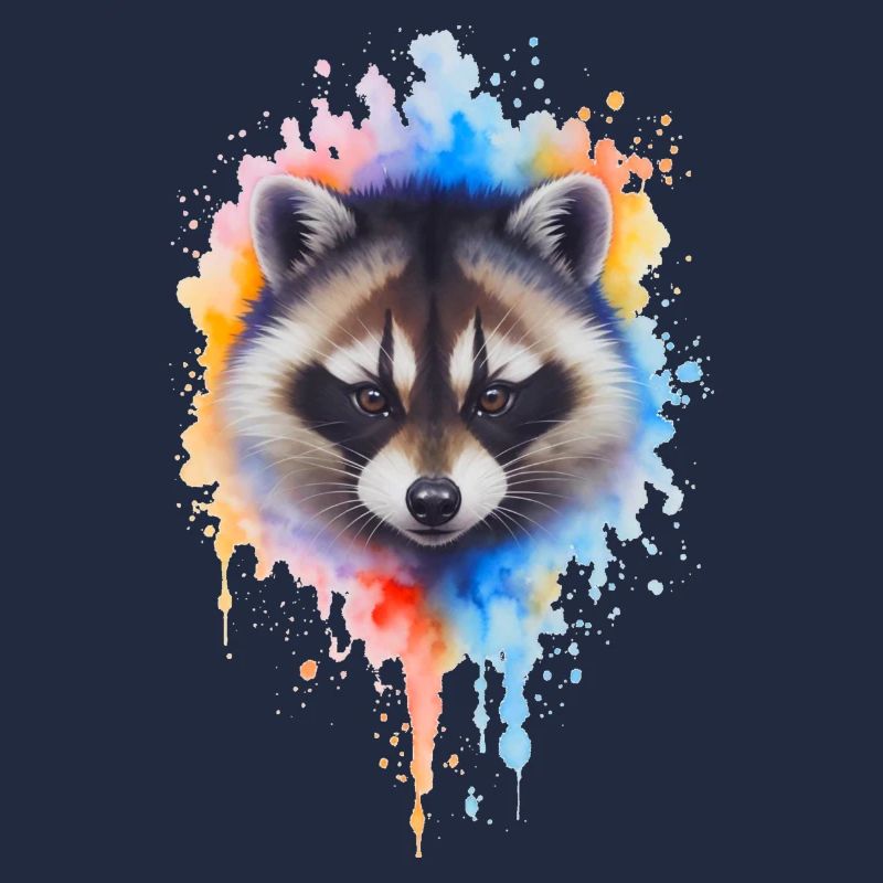 Aquarell Waschbär Farbexplosion