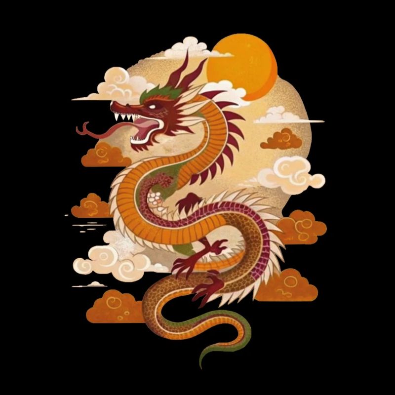 Dragon chinois au coucher du soleil