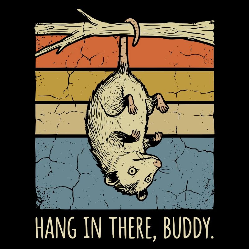 Lustiges Opossum, halt durch, Buddy, Retro Sunset