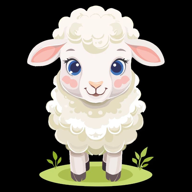 Cuddly lamb on green pasture