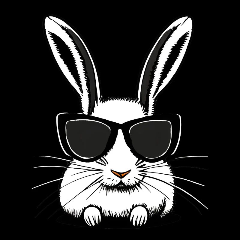 Weißer Hase mit Sonnenbrille