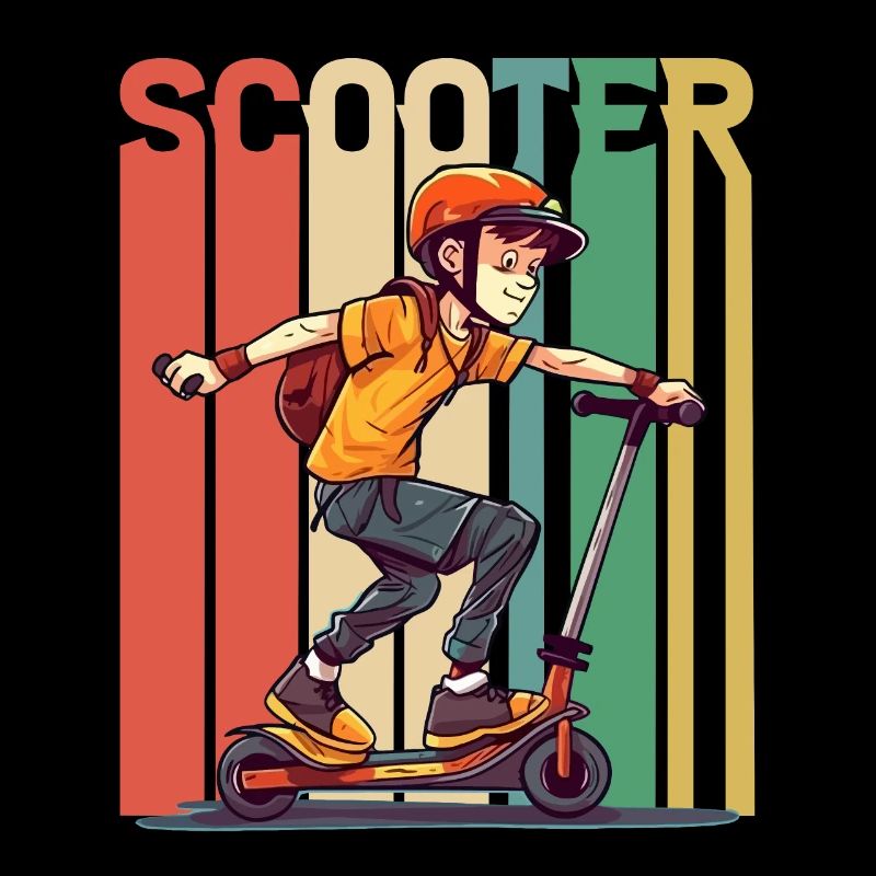 Scootering Boy Retro Vintage