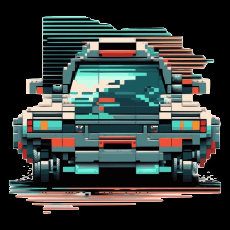 Front von einem Auto im pixeligen 8 Bit Stil
