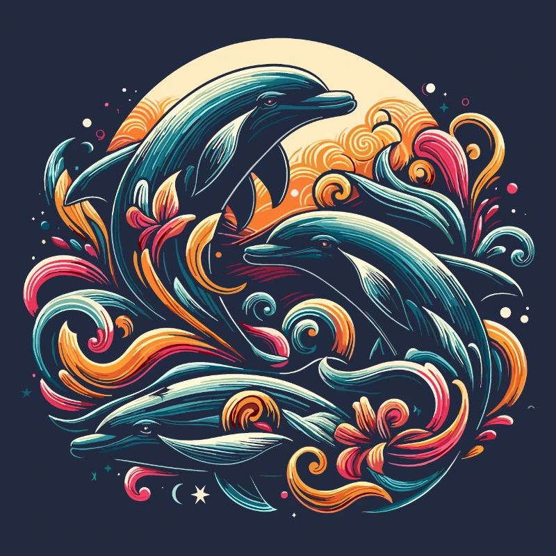 Dauphins dans les vagues