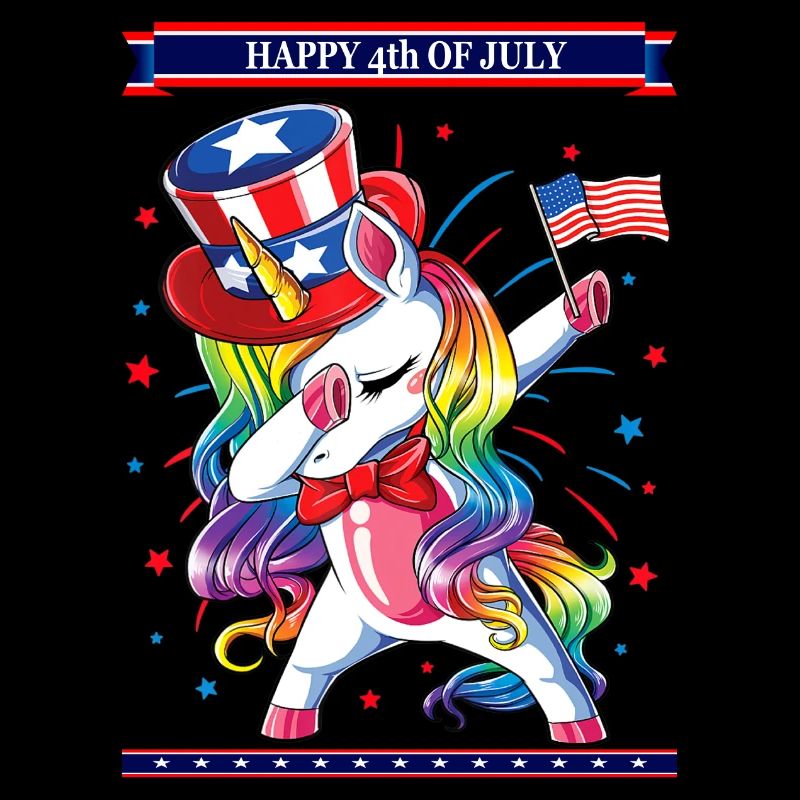 Dabbing Unicorn 4 juillet Drapeau américain
