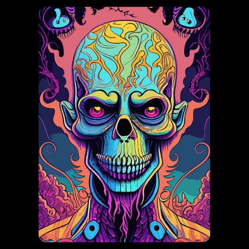 Scary Colored Biker Skull Face