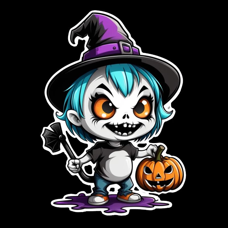 halloween - monstre avec chapeau de sorciere